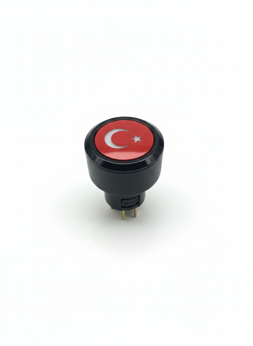 Türk Bayraklı Işıklı Düğme